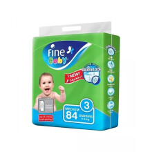 Fine Baby Double Lock Medium Diapers Size 3, 4-9 Kg 84's