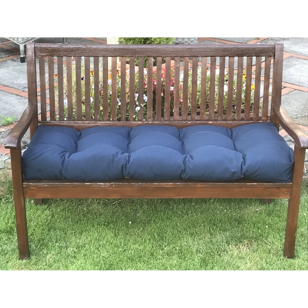 (5ft (152cm x 46cm), Navy) GARDEN BENCH CUSHION, PLUMP FILLED For Comfort