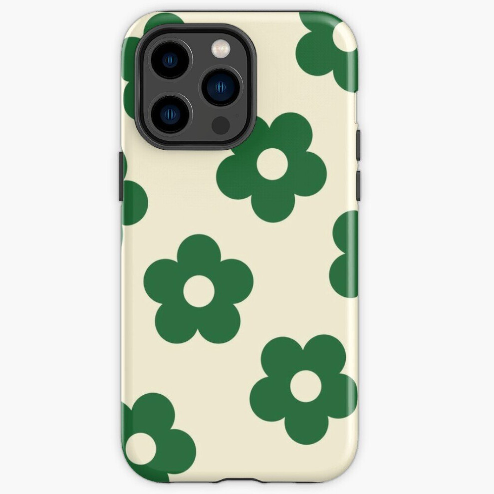 Photos - Case Phone  Minimalistic Forest Green Flower Print for iPhone Samsung 14 13 12 11 Plus Pro Max Galaxy S23 S22 Ultra Note 20 1