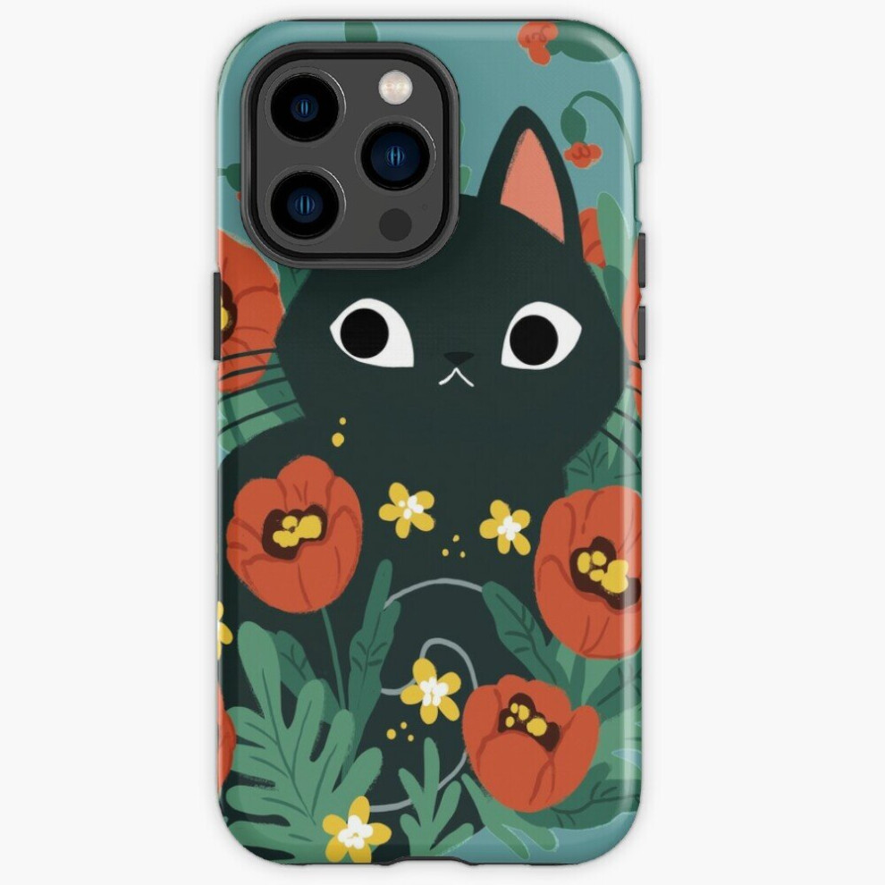 Photos - Case Phone  Cat in Poppy Flowers for iPhone Samsung 14 13 12 11 Plus Pro Max Galaxy S23 S22 Ultra Note 20 10