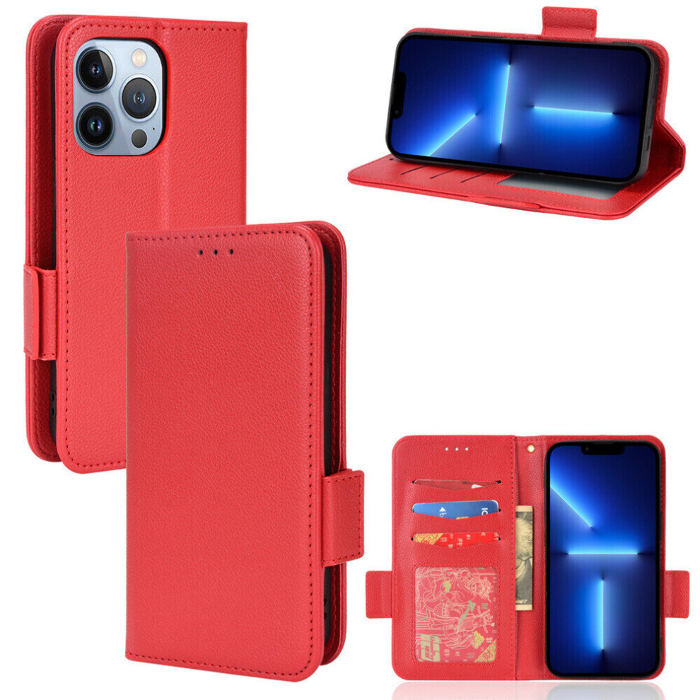 (Red) Case for iPhone 12 PRO Leather Flip Cover Card Slots Magnetic Closure Wallet Compatible with iPhone 12 PRO Case