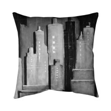 Begin Home Decor 5541-1818-CI301 18 x 18 in. Abstract Black & White Buildings-Double Sided Print Indoor Pillow