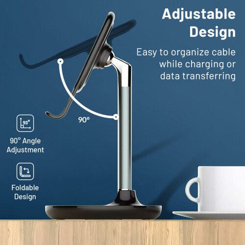 LDNIO Adjustable Cell Phone Stand Desktop Mobile Mount Holder (Black) 2
