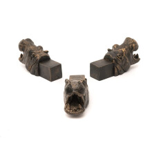 Plant Pot Ornament Potty Feet Hippo Polyresin Trio 3 Set Bronze Colour