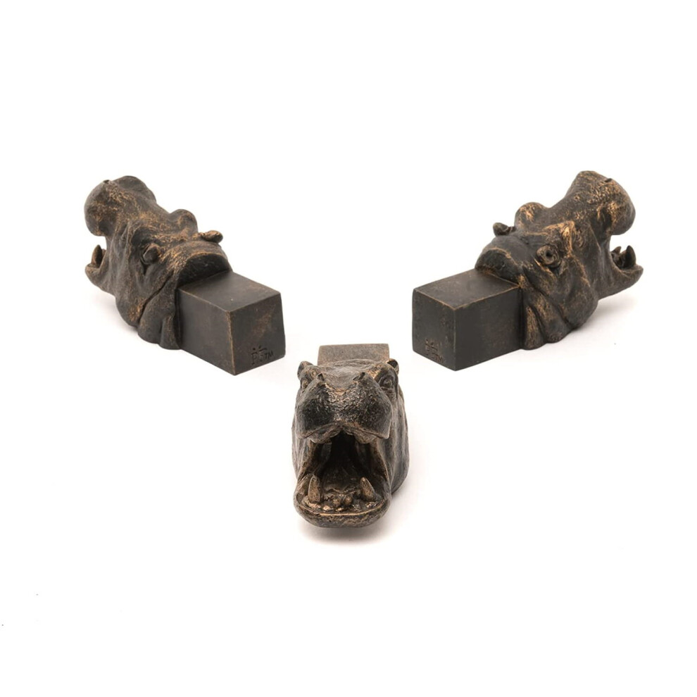 Potty Feet Plant Pot Ornament Hippo Polyresin Trio 3 Set Colour Bronze