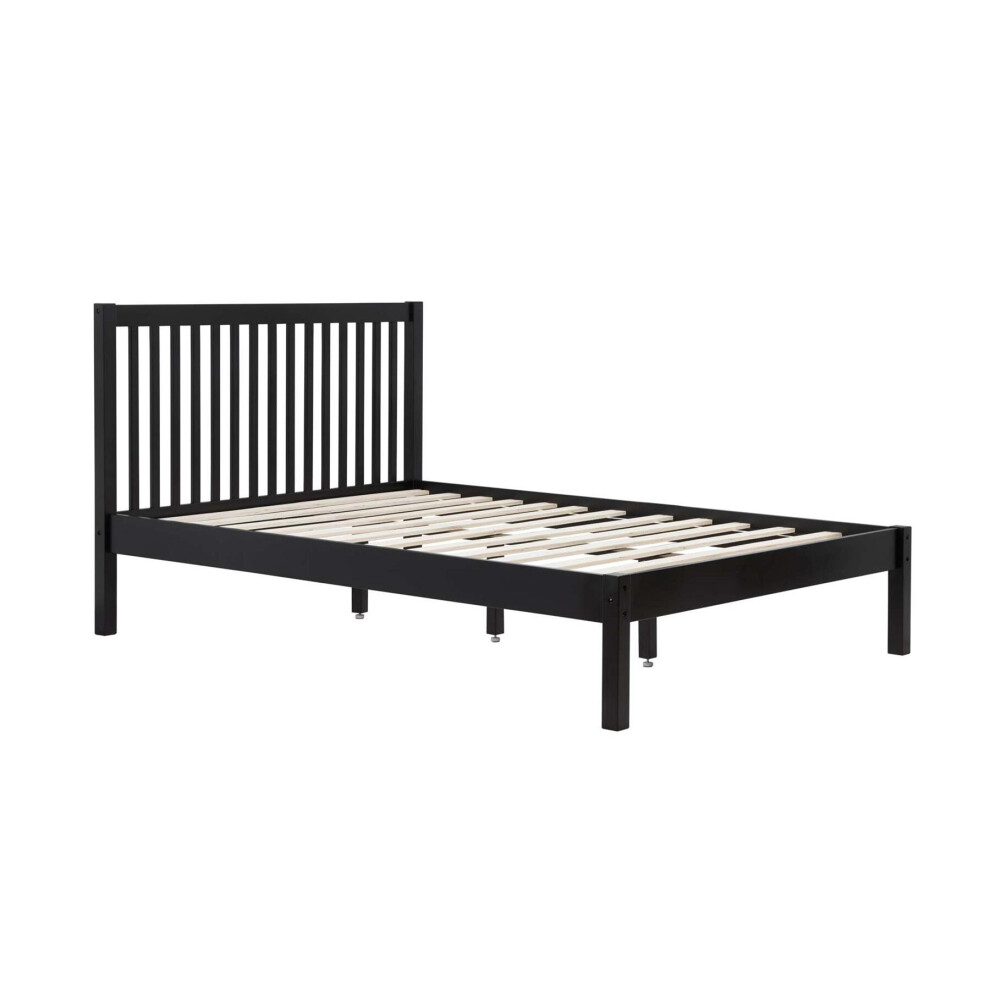 Black King Size Bed Frame 5FT Bedstead Birlea Nova Solid Wood Shaker Design