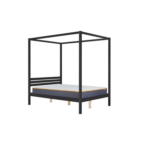Birlea Four Poster Bed Double Birlea Mercia Black 4FT6 Solid Pine Frame Canopy