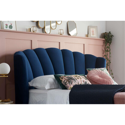 Birlea Blue Double Ottoman Bed Frame 4FT6 Fabric Storage Bed Birlea Lottie Fan Design 2