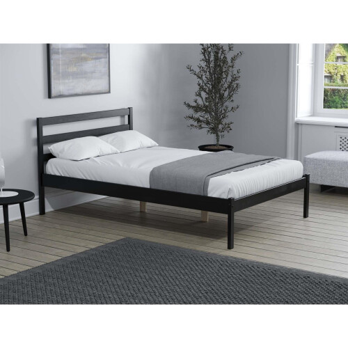 Birlea Black Double Bed Frame 4FT6 Bedstead Birlea Luka Solid Pine Traditional Design 1