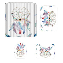 (Type D) 4Pcs Bath Beach Shells Shower Curtain Dream Catcher Toilet Mat Seat Cover Rug