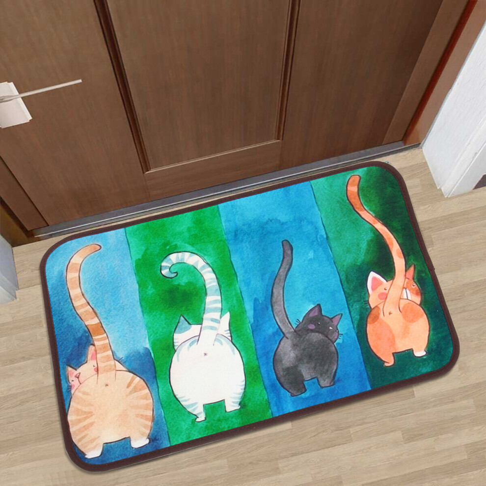 40x60CM Cute Cat Carpet Beckoning Cat Floor Mat Rubber Absorbent Non-slip Entrance Door Mat