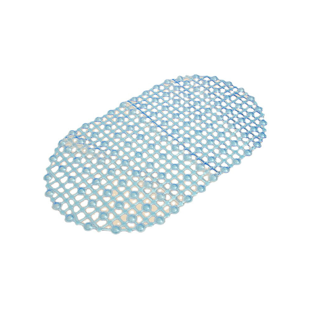 (Blue) 45x37cm PVC Anti Slip Floor Mat Bathroom Transparent Carpet With Strong Suction Cup