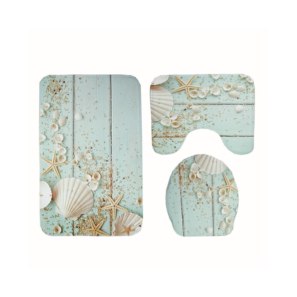 3 Pcs Creative Wood Pattern Non Slip Carpet Bathroom Bath Mat Toilet Cover Lid Toilet Mat