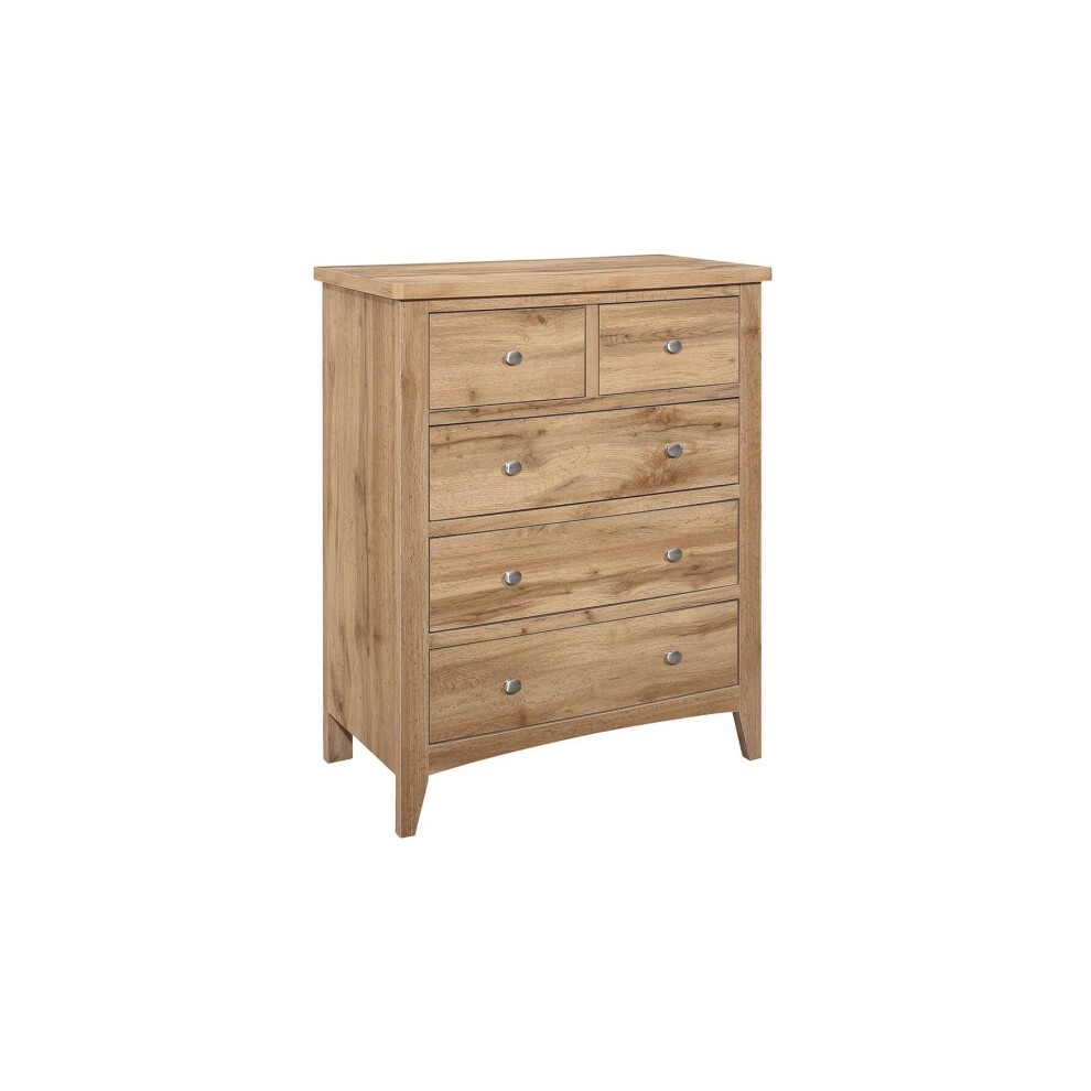 Oak Chest of Drawers 3+2 Birlea Hampstead Traditional Bedroom Furniture