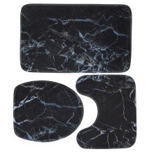 (Type E) 3PCS Marble Toilet Floor Door Bathroom Carpet Pedestal Rug Lid Cover Bath