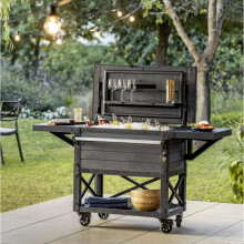 Large Patio Cooler Garden Beverage Cart Drinks Beer Ice BBQ Party Storage Table