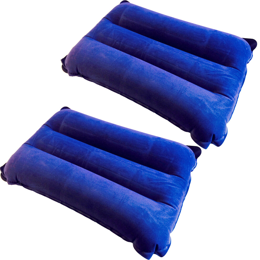 2x Blow UpTravel Pillows Inflatable Neck Cushions Rest Support Camping