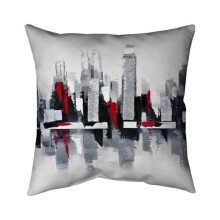 Begin Home Decor 5541-1818-CI55 18 x 18 in. Grey & Red Cityscape-Double Sided Print Indoor Pillow