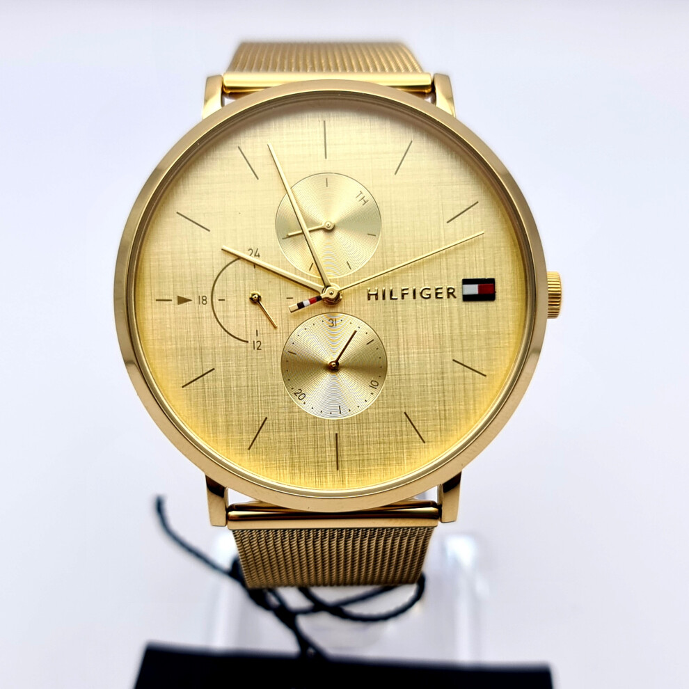NEW TOMMY HILFIGER JENNA 1781943 MESH YELLOW GOLD TONE WOMEN'S WATCH