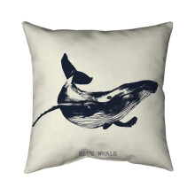 Begin Home Decor 5541-2020-AN394-1 20 x 20 in. Blue Whale Sketch-Double Sided Print Indoor Pillow
