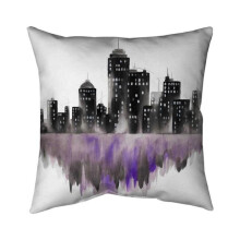 Begin Home Decor 5541-2020-CI341-1 20 x 20 in. Purple Watercolor Cityscape-Double Sided Print Indoor Pillow