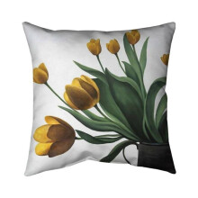 Begin Home Decor 5541-2020-FL332 20 x 20 in. Yellow Tulips-Double Sided Print Indoor Pillow
