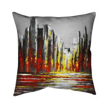 Begin Home Decor 5541-2020-CI334 20 x 20 in. Abstract Red Skyline-Double Sided Print Indoor Pillow