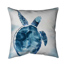 Begin Home Decor 5541-2020-AN393 20 x 20 in. Blue Turtle-Double Sided Print Indoor Pillow