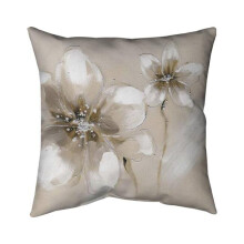 Begin Home Decor 5541-2020-FL30 20 x 20 in. Two Cream Flowers-Double Sided Print Indoor Pillow