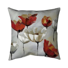 Begin Home Decor 5541-2020-FL3 20 x 20 in. Abstract Red & White Flowers-Double Sided Print Indoor Pillow