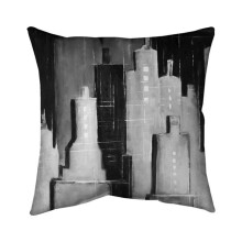 Begin Home Decor 5541-2626-CI302 26 x 26 in. Abstract Black & White Cityscape-Double Sided Print Indoor Pillow