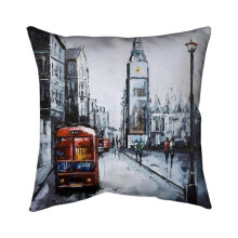 Begin Home Decor 5541-2626-CI177 26 x 26 in. Abstract London & Red Bus-Double Sided Print Indoor Pillow