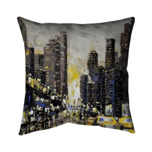 Begin Home Decor 5541-2626-CI148 26 x 26 in. Abstract & Texturized City with Yellow Taxis-Double Sided Print Indoor Pillow