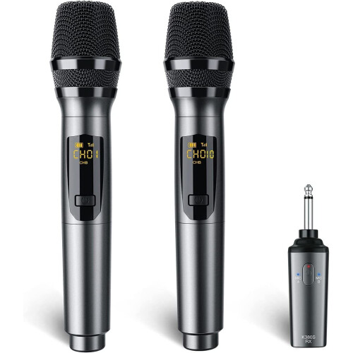 LEKATO Store Rechargeable Wireless Microphone 2.4GHz Dual Handheld Singing Micro
