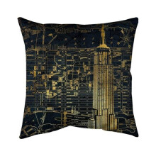 Begin Home Decor 5541-2020-CI80 20 x 20 in. Gold City Blue Print-Double Sided Print Indoor Pillow