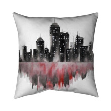 Begin Home Decor 5541-2020-CI341 20 x 20 in. Red Watercolor Cityscape-Double Sided Print Indoor Pillow