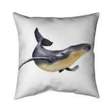Begin Home Decor 5541-2020-AN394 20 x 20 in. Watercolor Blue Whale-Double Sided Print Indoor Pillow
