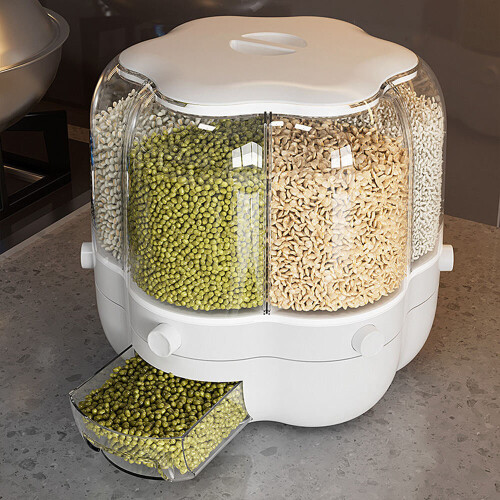 Living And Home 6-Gird Round Cereal Dispenser Organizer for Kitchen