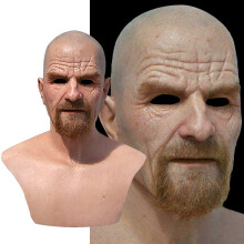 (Flashcolor) Breaking Bad Walter Hartwell White Mask Bald Old Man Latex Head Cover Halloween