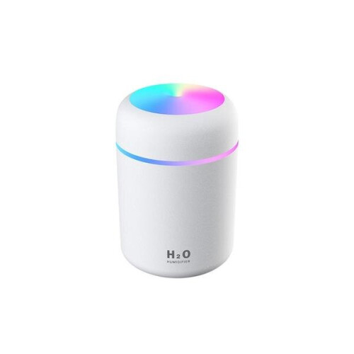 (White) Portable H2O Ultrasonic Air Humidifier with Romantic Light