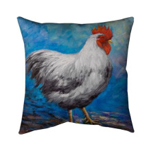 Begin Home Decor 5541-2020-AN201 20 x 20 in. Grey Rooster-Double Sided Print Indoor Pillow
