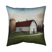 Begin Home Decor 5541-2626-AR16 26 x 26 in. White Barn-Double Sided Print Indoor Pillow