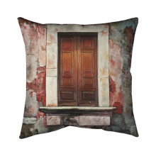 Begin Home Decor 5541-2020-SL8 20 x 20 in. Door of An Old Red Building-Double Sided Print Indoor Pillow
