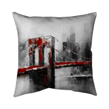 Begin Home Decor 5541-2626-CI133 26 x 26 in. Abstract & Red Brooklyn Bridge-Double Sided Print Indoor Pillow