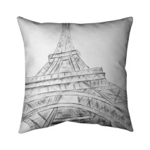 Begin Home Decor 5541-2626-AR1 26 x 26 in. Eiffel Tower Sketch Black & White-Double Sided Print Indoor Pillow