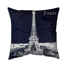Begin Home Decor 5541-2626-CI103 26 x 26 in. Paris Blue Print & Eiffel Tower-Double Sided Print Indoor Pillow