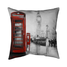Begin Home Decor 5541-2626-CI187 26 x 26 in. Red Phonebooth with The Big Ben-Double Sided Print Indoor Pillow