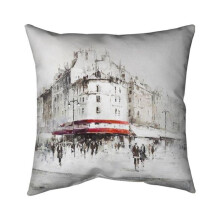 Begin Home Decor 5541-2626-ST11 26 x 26 in. White Street with Red Accents-Double Sided Print Indoor Pillow