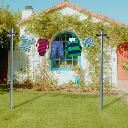 Large Metal Washing Line 2.4 m Post Support Pole 2