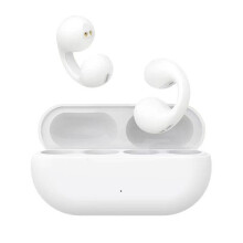 (White) TWS Bone Conduction Bluetooth 5.3 Earphones Earring Wireless Headphone With Mic